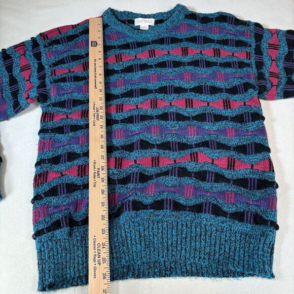 Vintage 90s Cattivo Sweater Coogi Style 3D Knit Size Medium Geometric - Picture 14 of 14